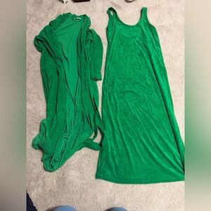 Paper Moon (Seoul) green knit dress + matching long cardigan/duster set